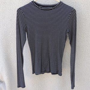 Hollister Navy and White Stripped Semi Cropped Top